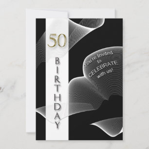 Invitation 50e Anniversaire, Noir/Blanc, Moderne