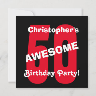 Invitation 50e anniversaire Noir Blanc Rouge Design A04