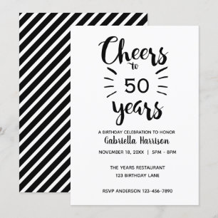 Invitation 50e anniversaire noir et blanc