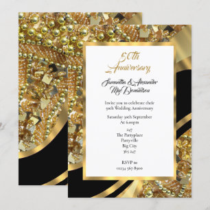 Invitation 50e anniversaire noir et or