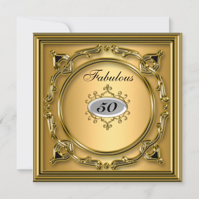 Invitation 50e anniversaire Or Cinquantième (Devant)