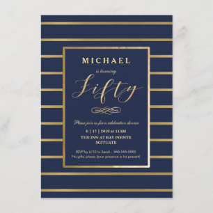 Invitation 50e Anniversaire - Or, Elegant Masculin