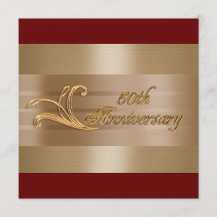 Invitation 50e anniversaire or rouge