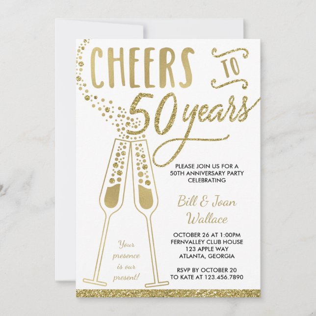 Invitation 50e anniversaire, Paillettes Fausse, Ph (Devant)