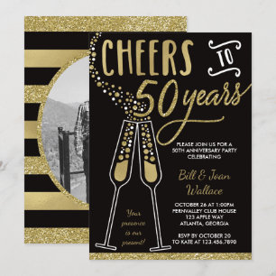 Invitation 50e anniversaire, paillettes/foilage fa