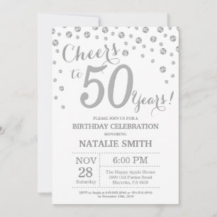 Invitation 50e anniversaire Parties scintillant d'argent Invi