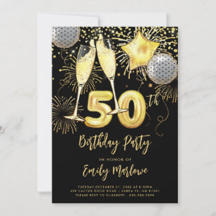 Invitation 50e anniversaire Parties scintillant d'or Confetti