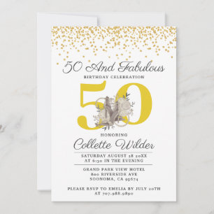 Invitation 50e anniversaire Parties scintillant or Confetti N