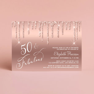 Invitation 50e anniversaire Parties scintillant Rose or