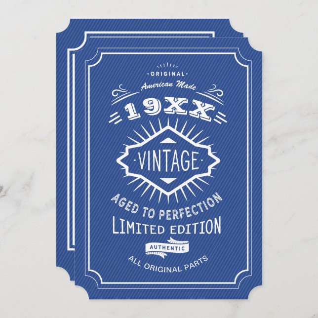 Invitation 50e Anniversaire Party Blue and White Limited Edit (Devant / Derrière)