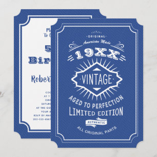 Invitation 50e Anniversaire Party Blue and White Limited Edit
