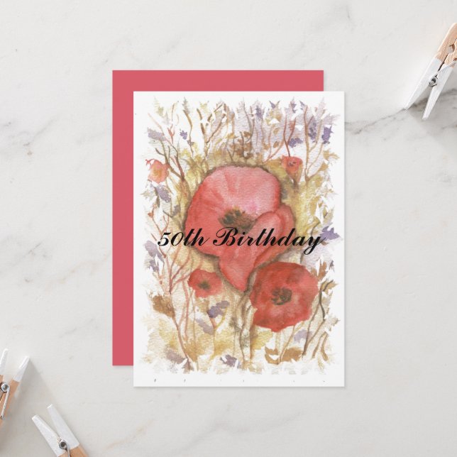 Invitation 50e anniversaire Pavot rouge (Devant/Arrière en situation)