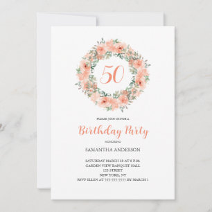 Invitation 50e Anniversaire Pêche Florale Aquarelle