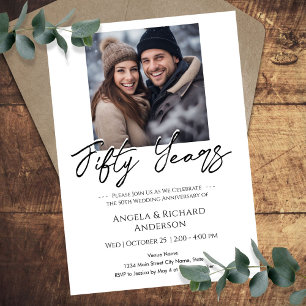 Invitation 50e anniversaire photo minimale