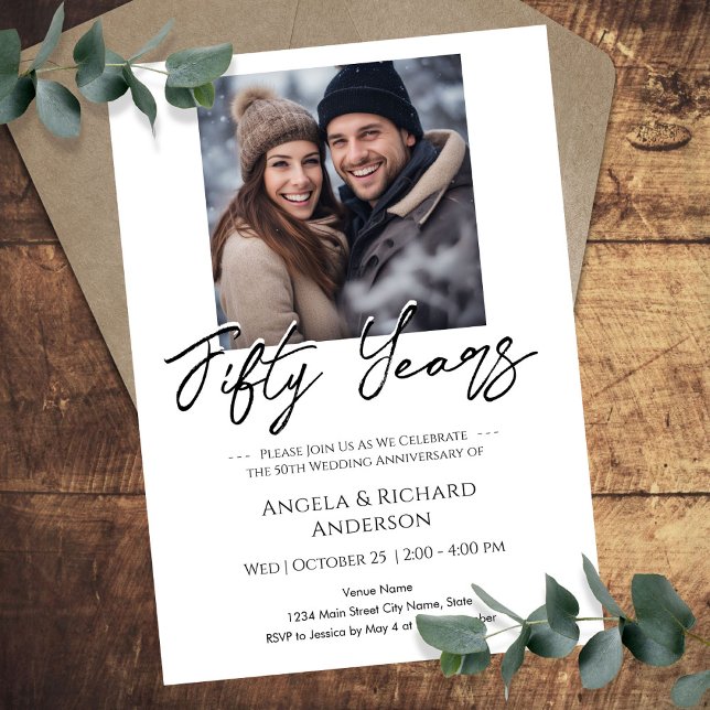 Invitation 50e anniversaire photo minimale (Créateur téléchargé)