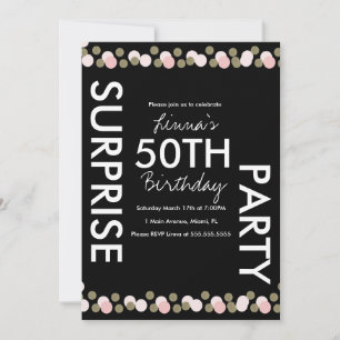Invitation 50e anniversaire Pink Blush Confetti Surprise