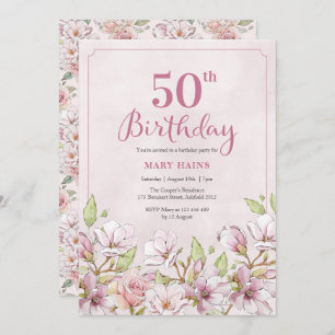 Invitation 50e anniversaire Pink Floral