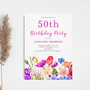 Invitation 50e anniversaire Pink Floral