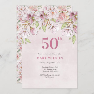 Invitation 50e anniversaire Pink Floral
