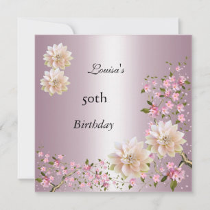 Invitation 50e anniversaire Pink Lotus Blossom Floral