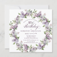 50e anniversaire Purple Lilac Carré de fleurs de p