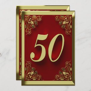 Invitation 50e anniversaire Regal Gold Red Greeting ou