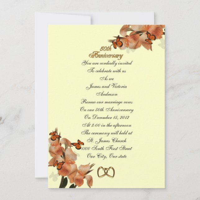 Invitation 50e anniversaire Renouvellement de Vow (Devant)