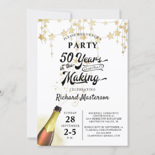 Invitation 50e anniversaire Rétro 50 ans en préparation Noir 