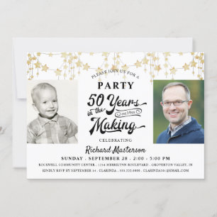 Invitation 50e Anniversaire Retro Typographie Or Black Photo