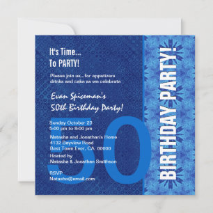 Invitation 50e anniversaire Royal Blue moderne V10