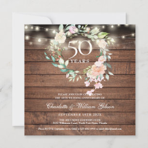 Invitation 50e anniversaire Rustic String éclaire Floral