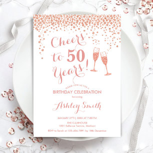 Invitation 50e Anniversaire - Salutations À 50 Ans Rose Or Bl