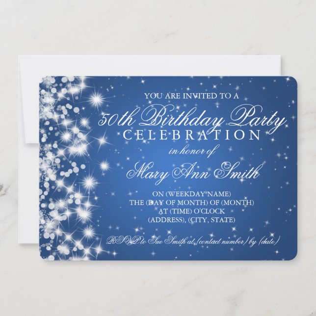 Invitation 50e anniversaire Sparkle 2 Blue (Devant)