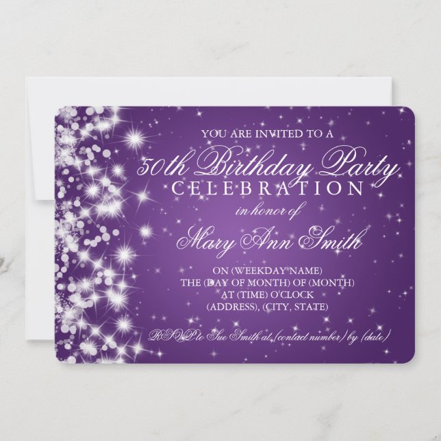 Invitation 50e anniversaire Sparkle 2 violet (Devant)