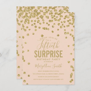 Invitation 50e anniversaire surprenant Gold Blush Pink