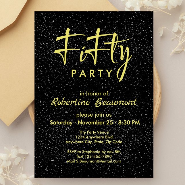 Invitation 50e anniversaire surpris des hommes noirs et d'or (Créateur téléchargé)