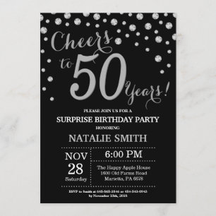 Invitation 50e anniversaire surprise Diamant noir et argent
