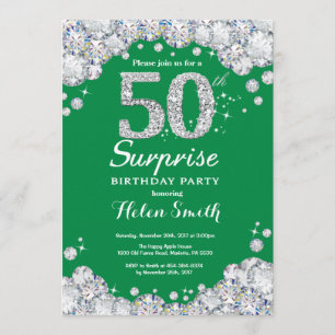Invitation 50e anniversaire surprise Diamant vert et argent