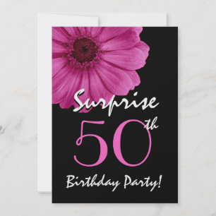Invitation 50e anniversaire surprise Gerbera Daisy Metallic