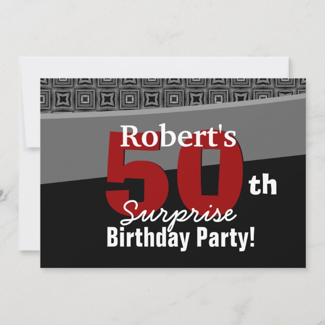 Invitation 50e anniversaire surprise Noir Blanc Rouge W1920 (Devant)