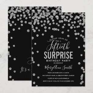 Invitation 50e Anniversaire Surprise Noir d'argent