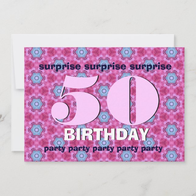 Invitation 50e anniversaire surprise Pink et BLue V24 (Devant)