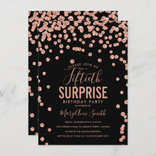Invitation 50e anniversaire surprise Rose Gold Black