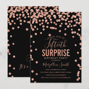 Invitation 50e Anniversaire Surprise Rose Gold Noir