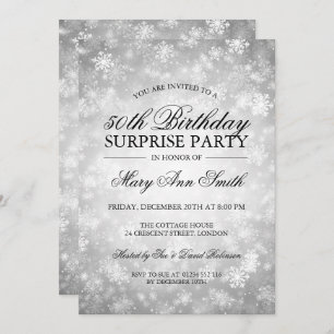 Invitation 50e anniversaire surprise Silver Winter Wonderland