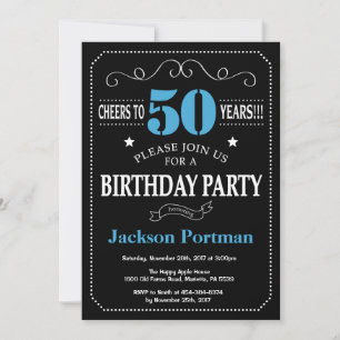 Invitation 50e anniversaire Tableau noir et bleu