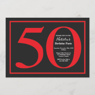 Invitation 50e anniversaire Tableau rouge et noir