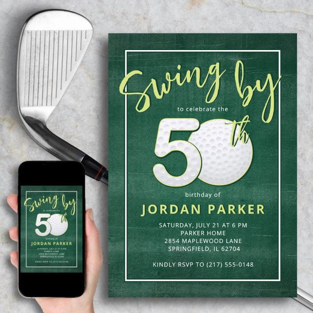 Invitation 50e Anniversaire Thème de Golf Swing par Stylish G (Créateur téléchargé)