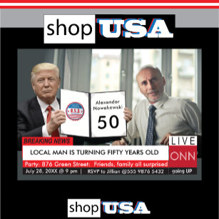 Invitation 50e anniversaire Trump Mens Funny TV News
