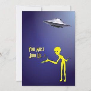Invitation 50e anniversaire 👽 UFO Alien parti d'enlèvement